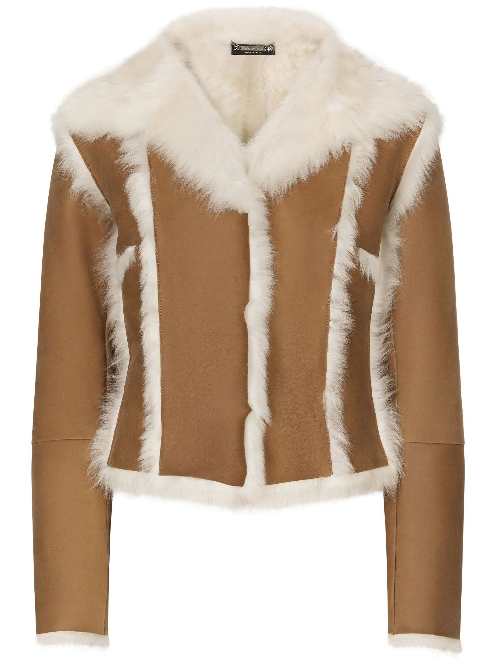 Seam-detail lambskin jacket - Neutrals