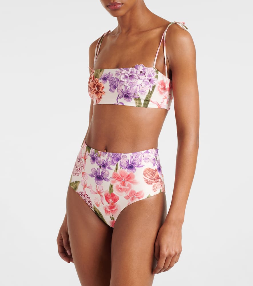Floral high-rise bikini bottoms