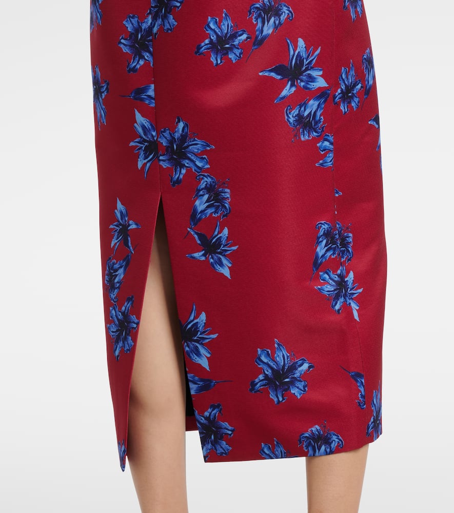 Lorelei floral duchess satin pencil skirt
