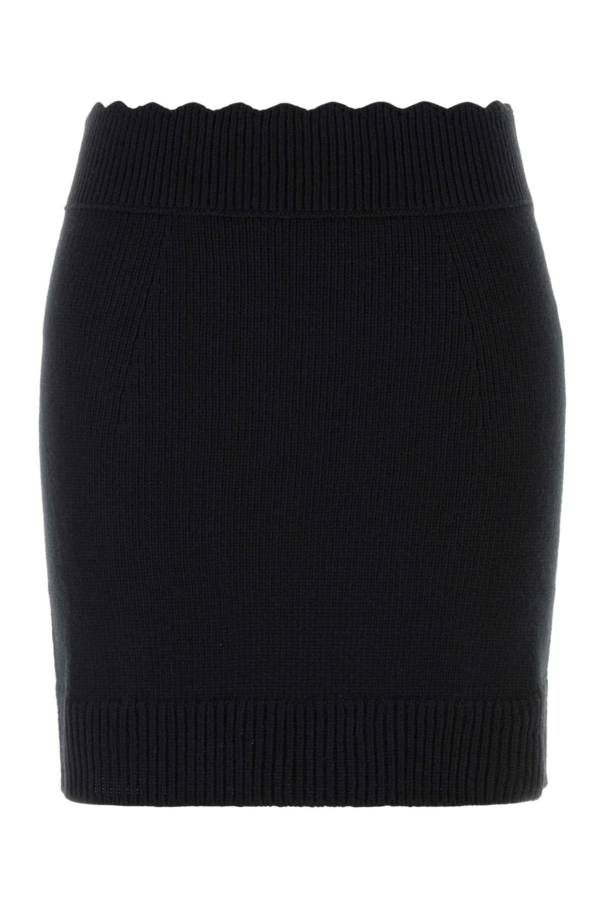 Wool-Cashmere Knit Skirt — Black