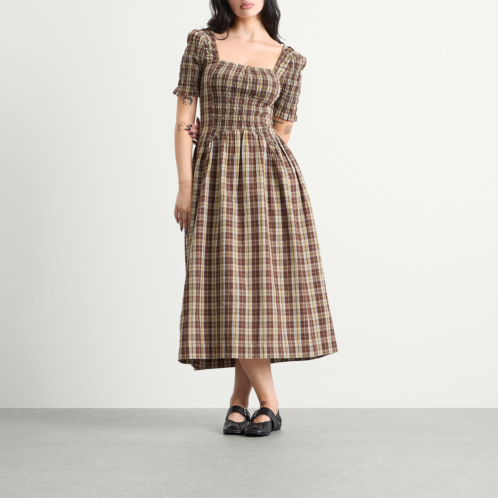Women's Emmy Shirred Midi Dress Cocoa