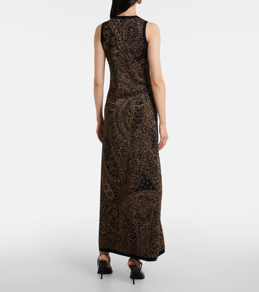 Wool-blend jacquard midi dress