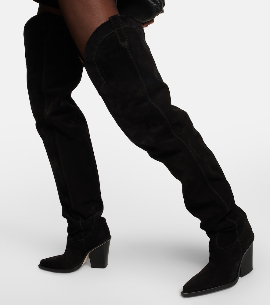 Suede over-the-knee cowboy boots