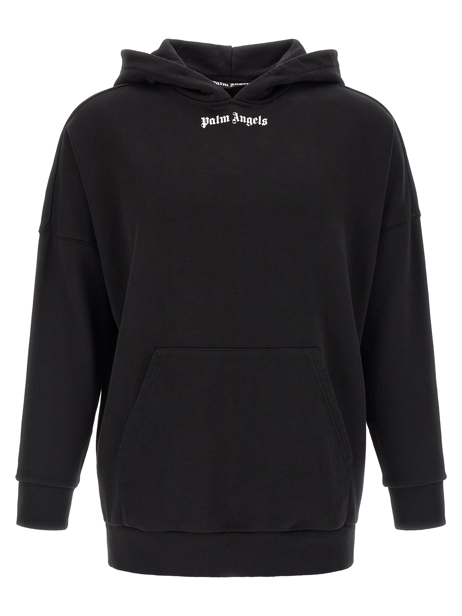 Logo-Embroidered Cotton Hoodie — Black