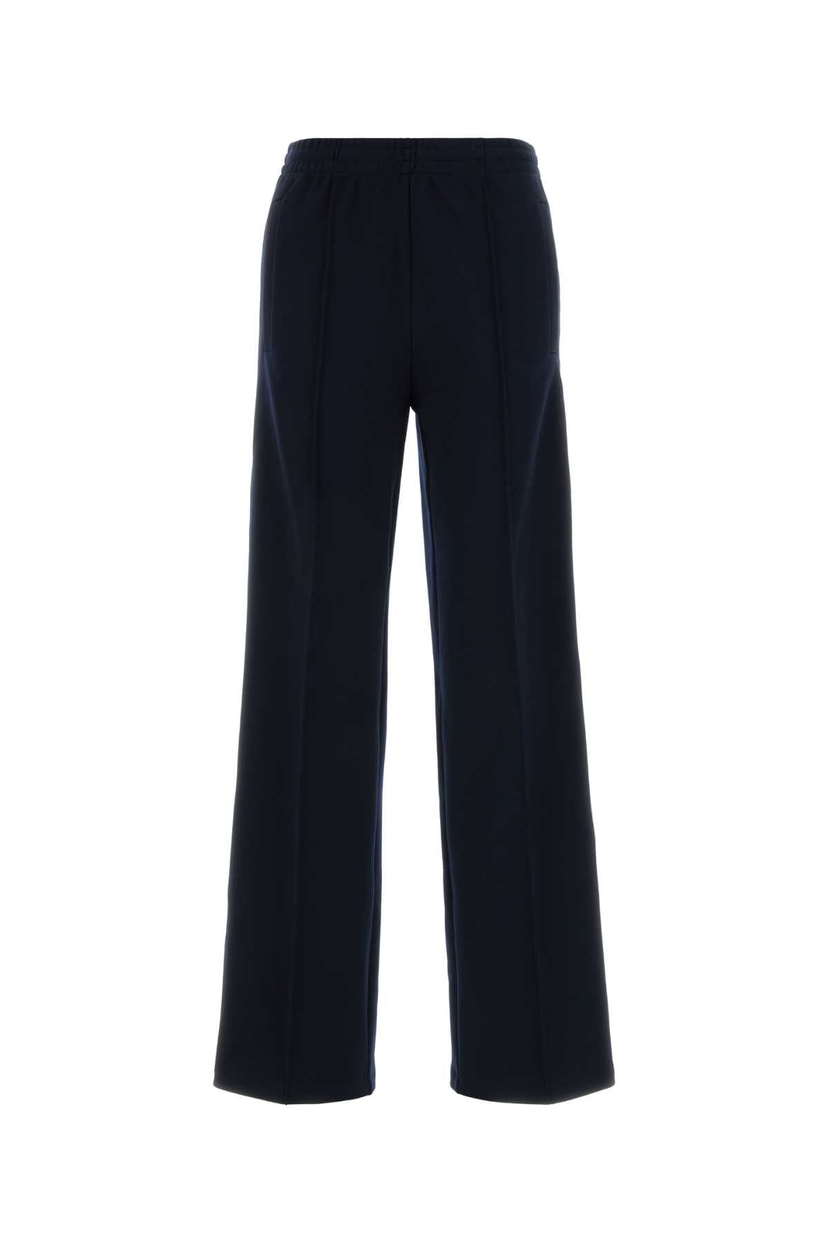 Pleated Polyester Trousers — Navy