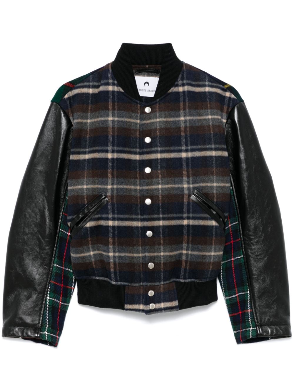 Regenerated tartan bomber jacket - Blue