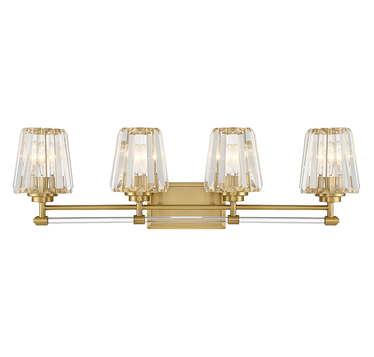 Warm Brass Four Light Bathroom Vanity from the Garnet Collection