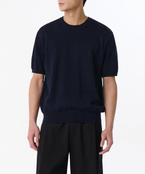 Washable Supima Cotton Crew Neck Short Sleeve Knit
