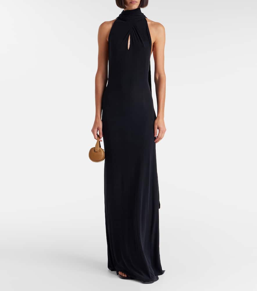 Sele cutout halterneck gown