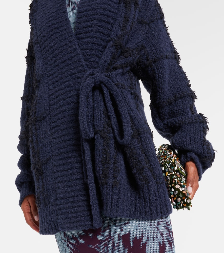 Checked wool cardigan