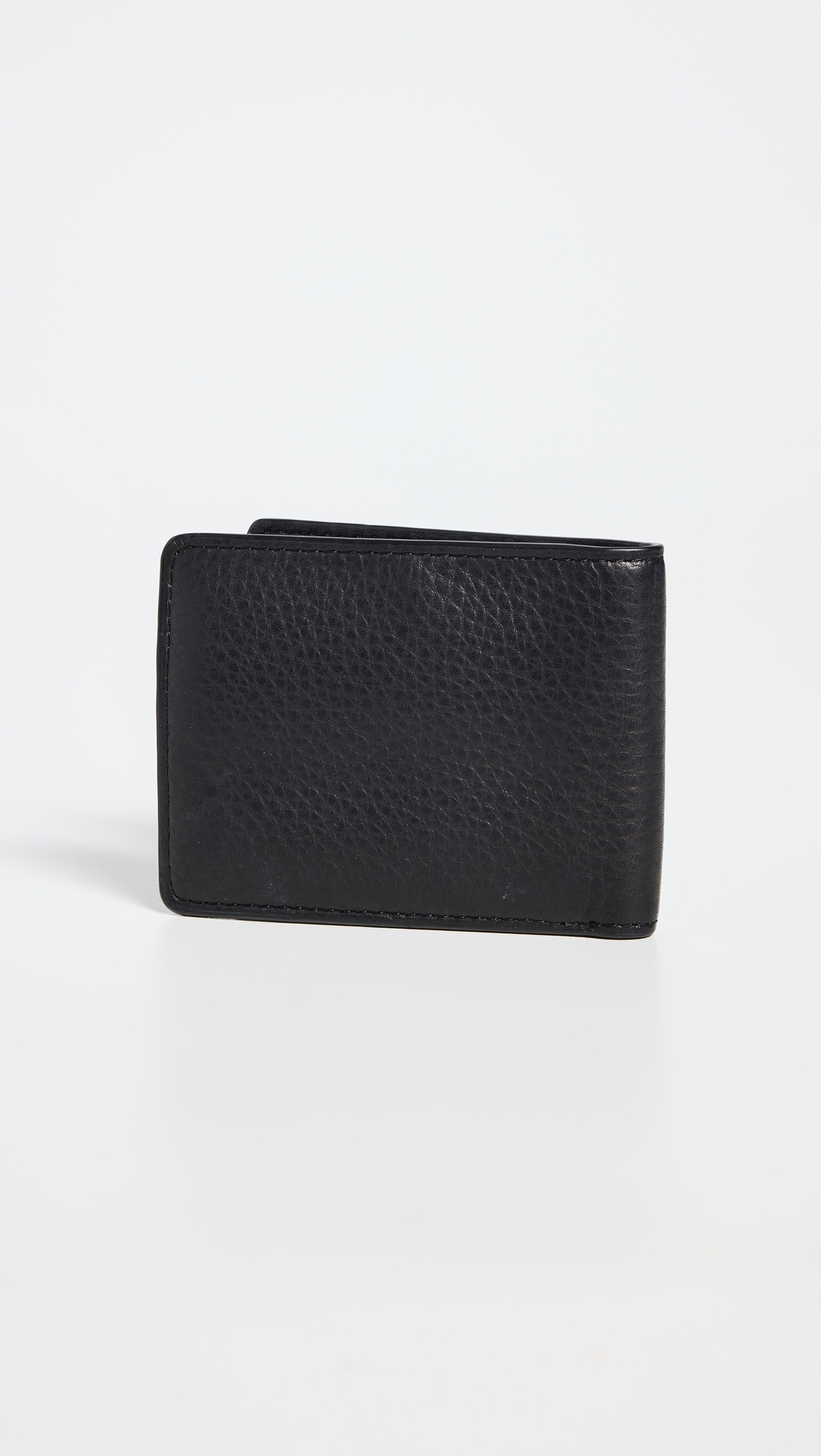 Leather Bifold Wallet Black One Size