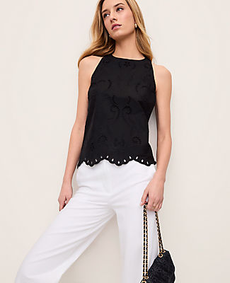 Ann Taylor Eyelet Halter Tank Top