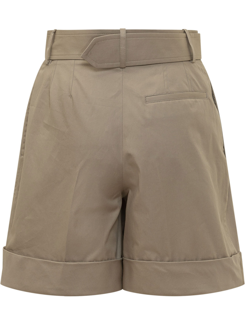 Beige Solid Shorts