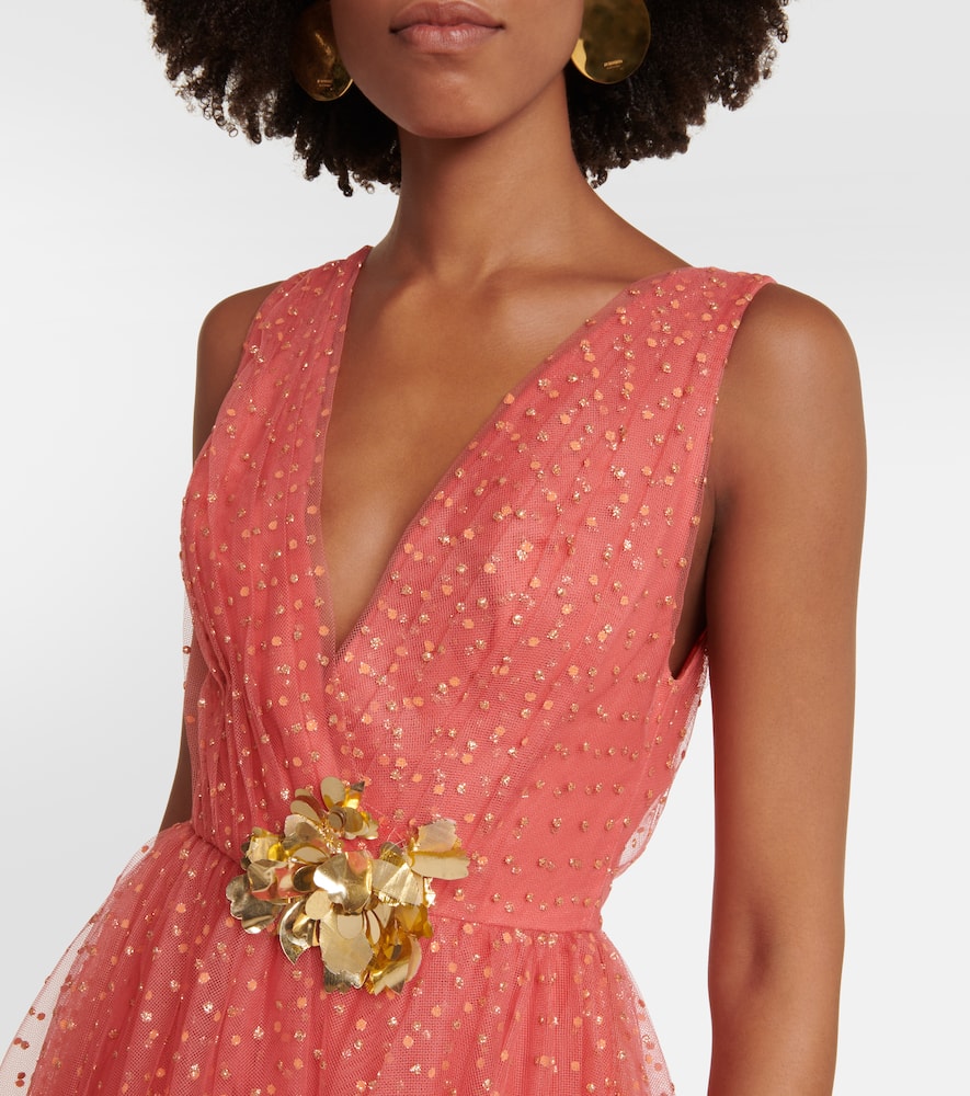 Monique Lhuillier Embellished tulle maxi gown
