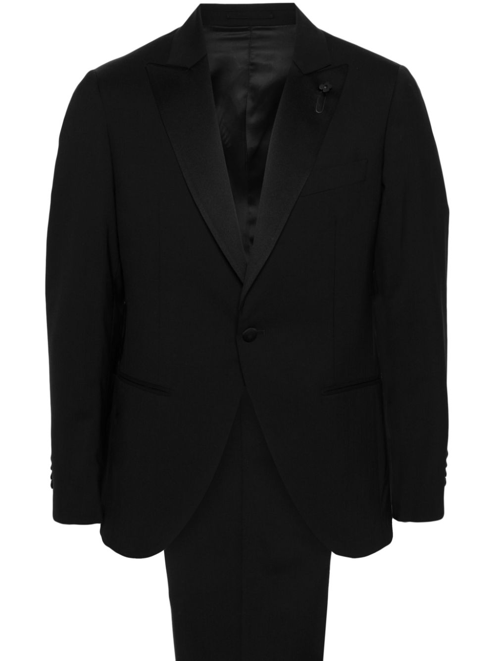 Brooch-detail single-breasted suit - Black