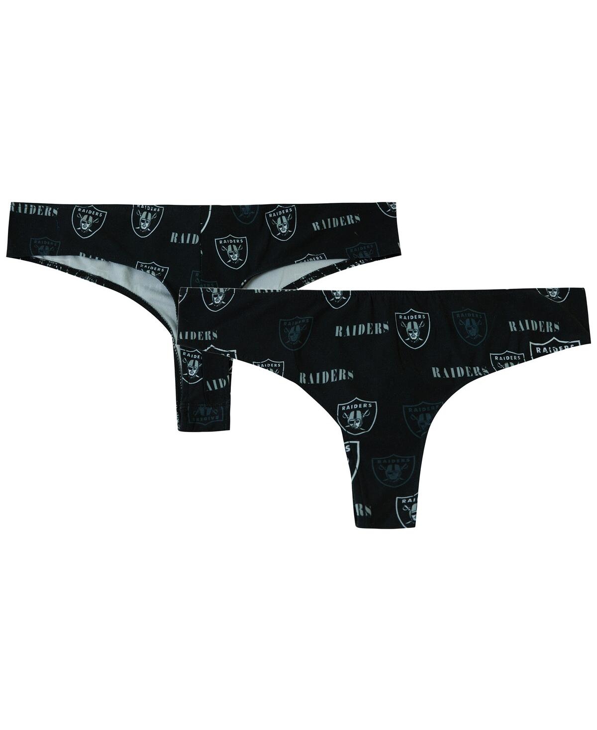 Women's Black Las Vegas Raiders Mosaic All Over Print Thong - Black