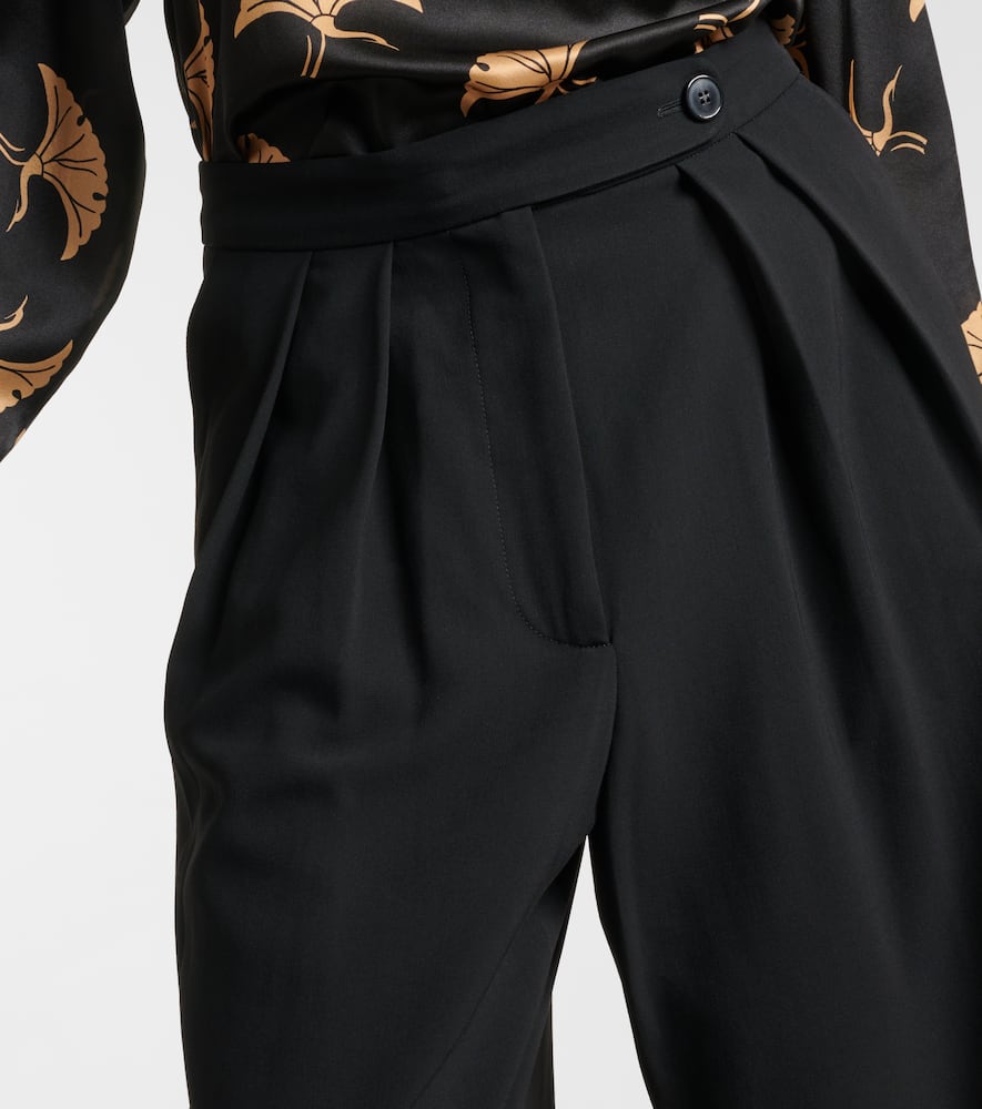 Pleated wool-blend pants