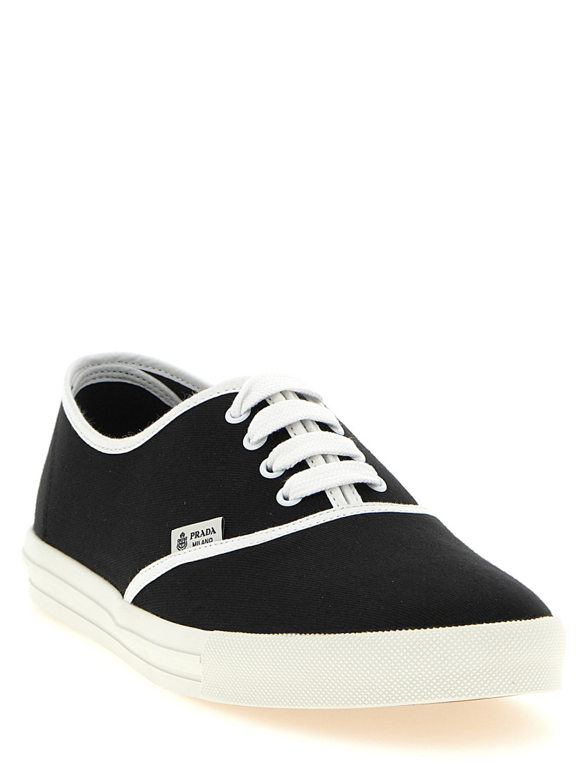 Black Solid Cotton Drill Sneakers