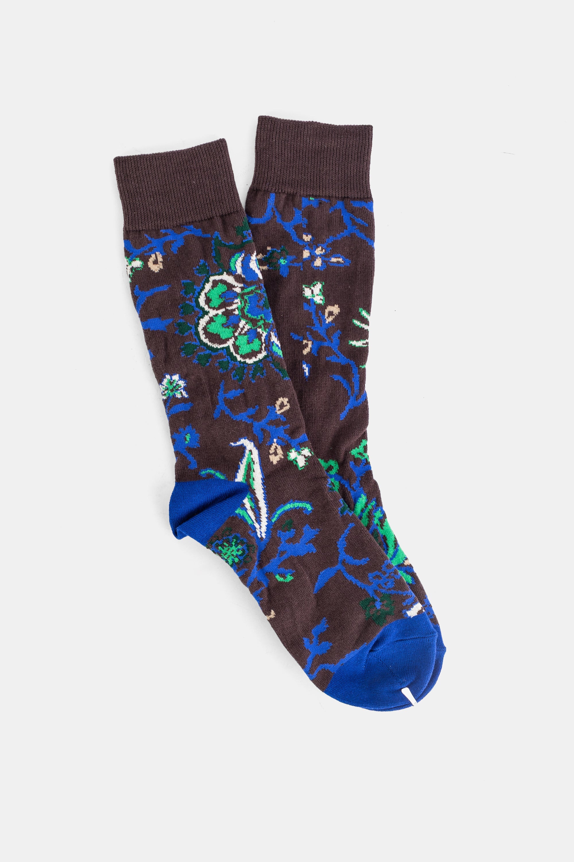 Floral-Patterned Socks — Brown