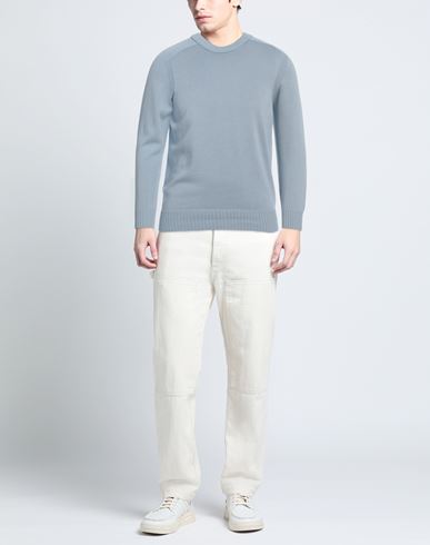 Man Sweater Sky blue Size 38 Cotton