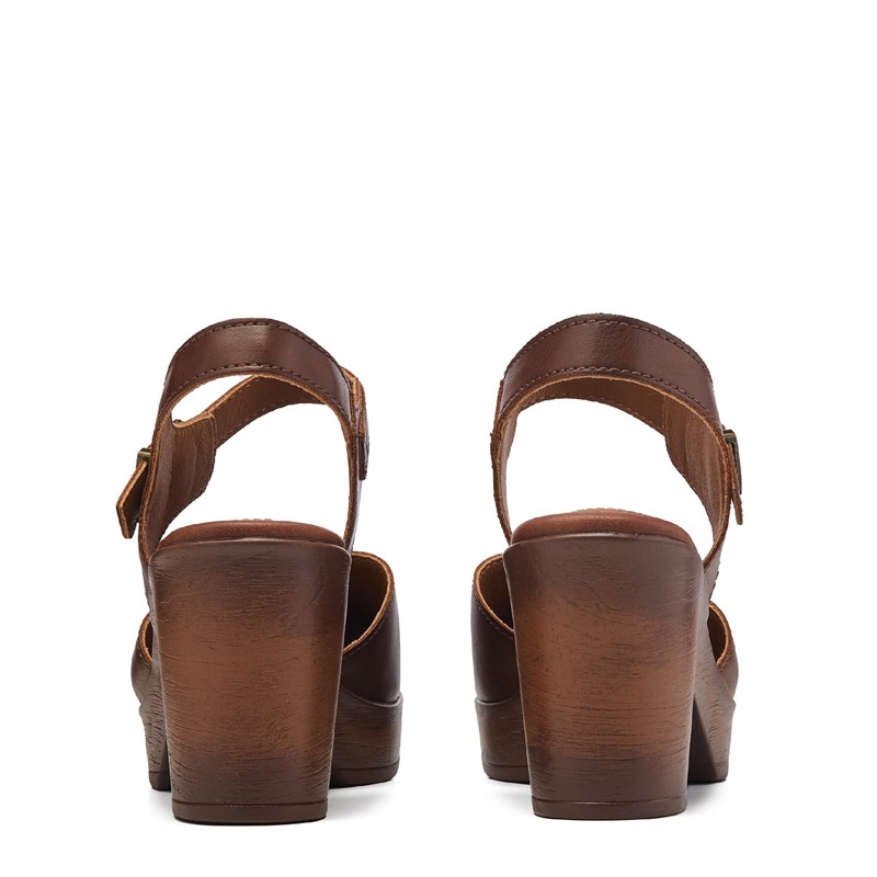 B. O.C. Women's Natasha Mary Jane Clog Shoes (Brown)