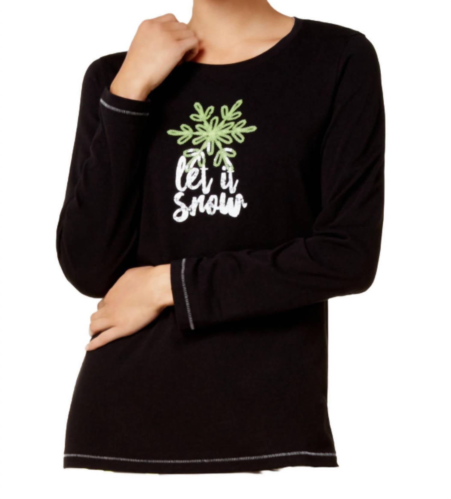 Women's Printed Knit Top In Black