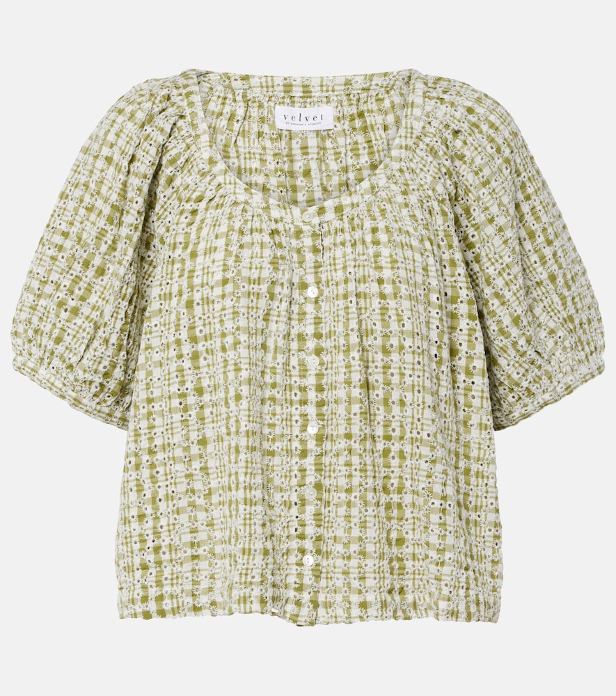 Angie broderie anglaise cotton-blend top