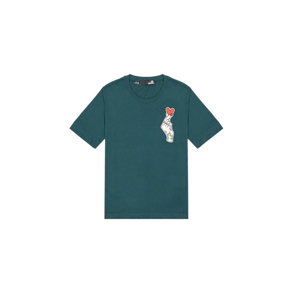 Hand and Heart Graphic Cotton T-Shirt — Green