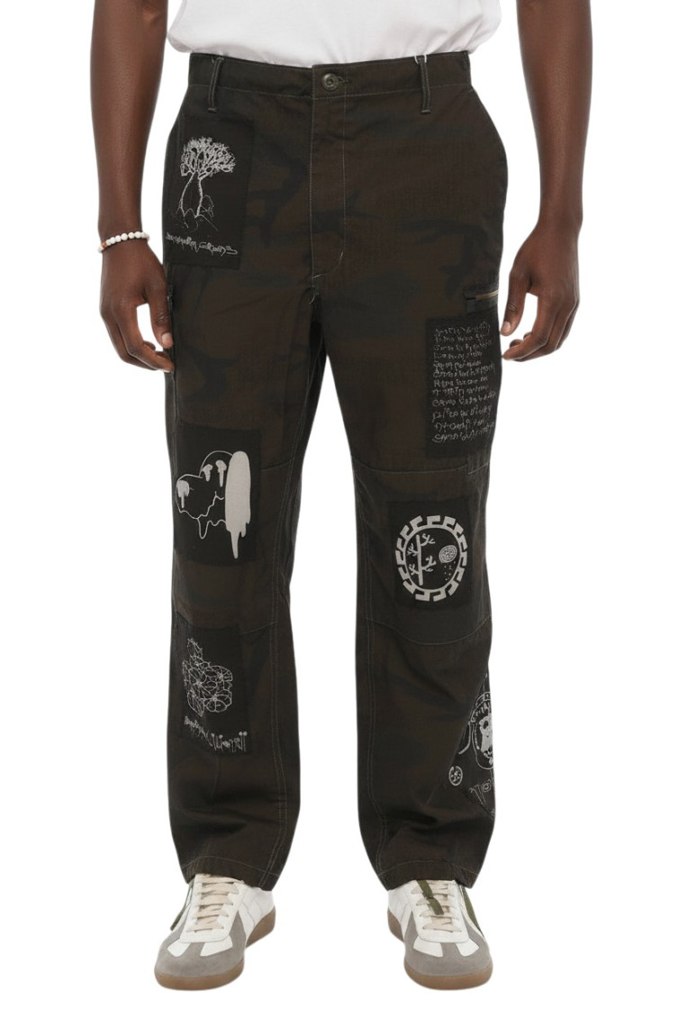Black Camo Print Cargo Pants