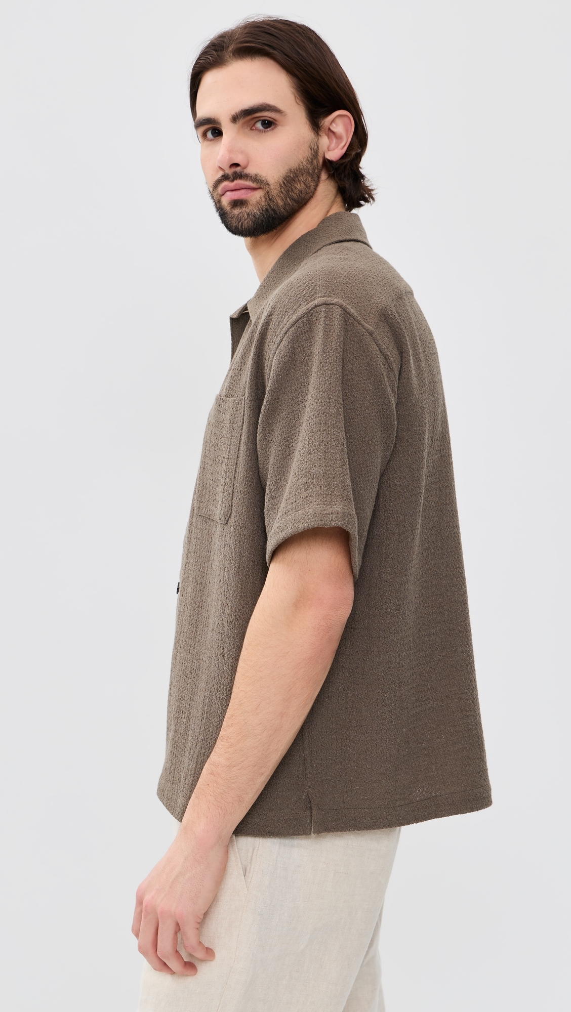 Open Weave Shirt Warm Grey