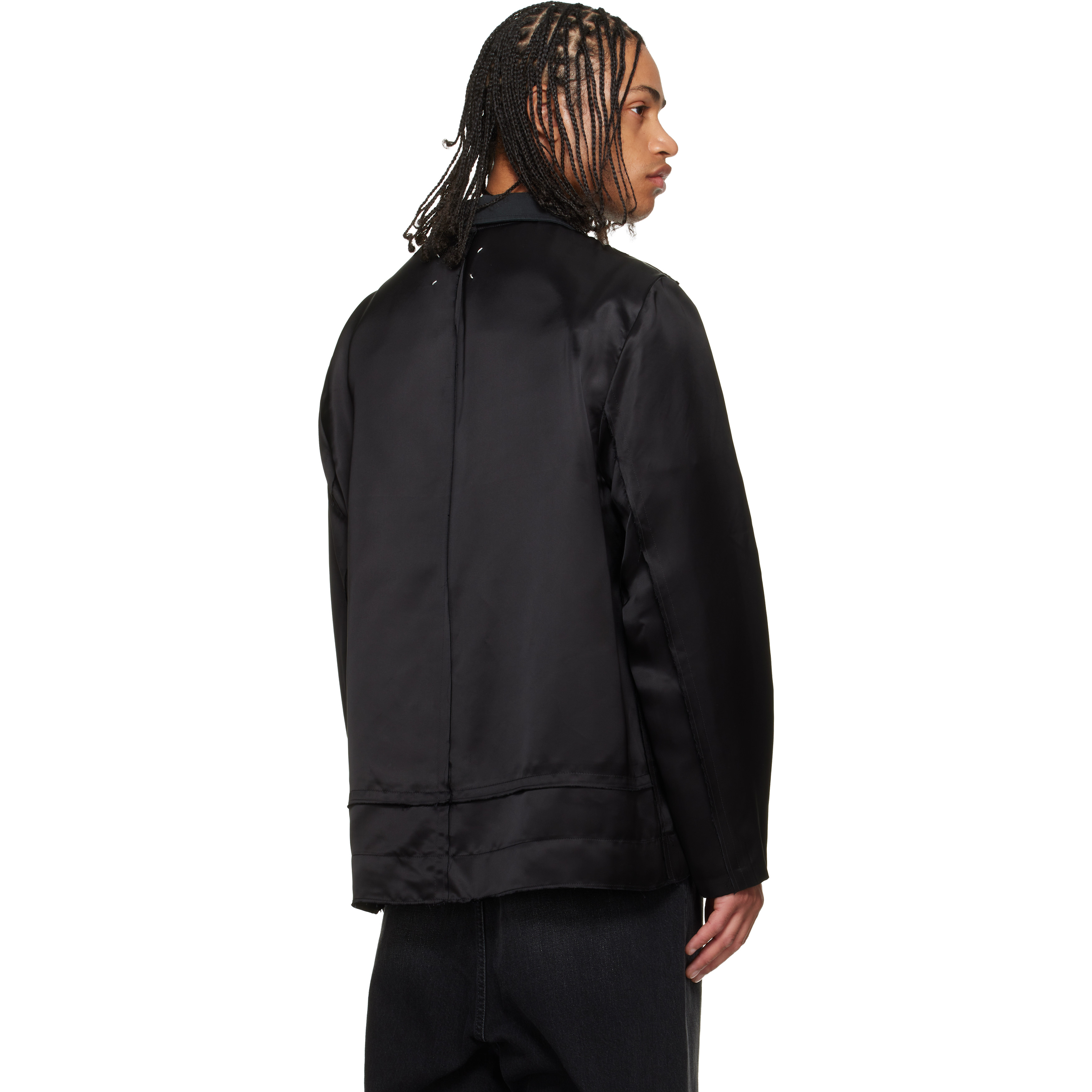 Black Patchwork Satin Jacket