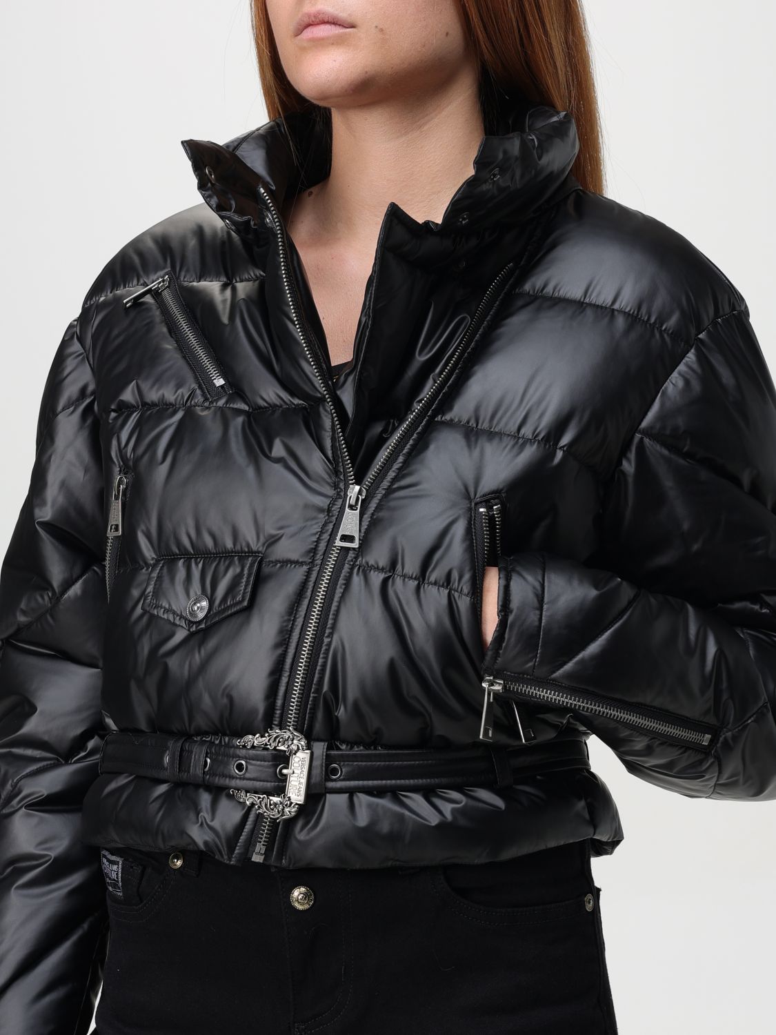 Baroque buckle puffer jacket - Black