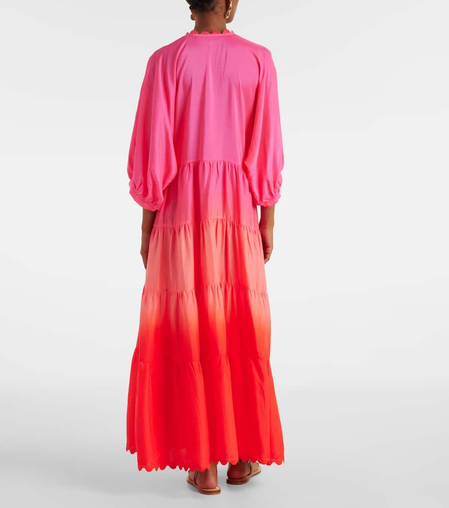 Scalloped tiered silk maxi dress