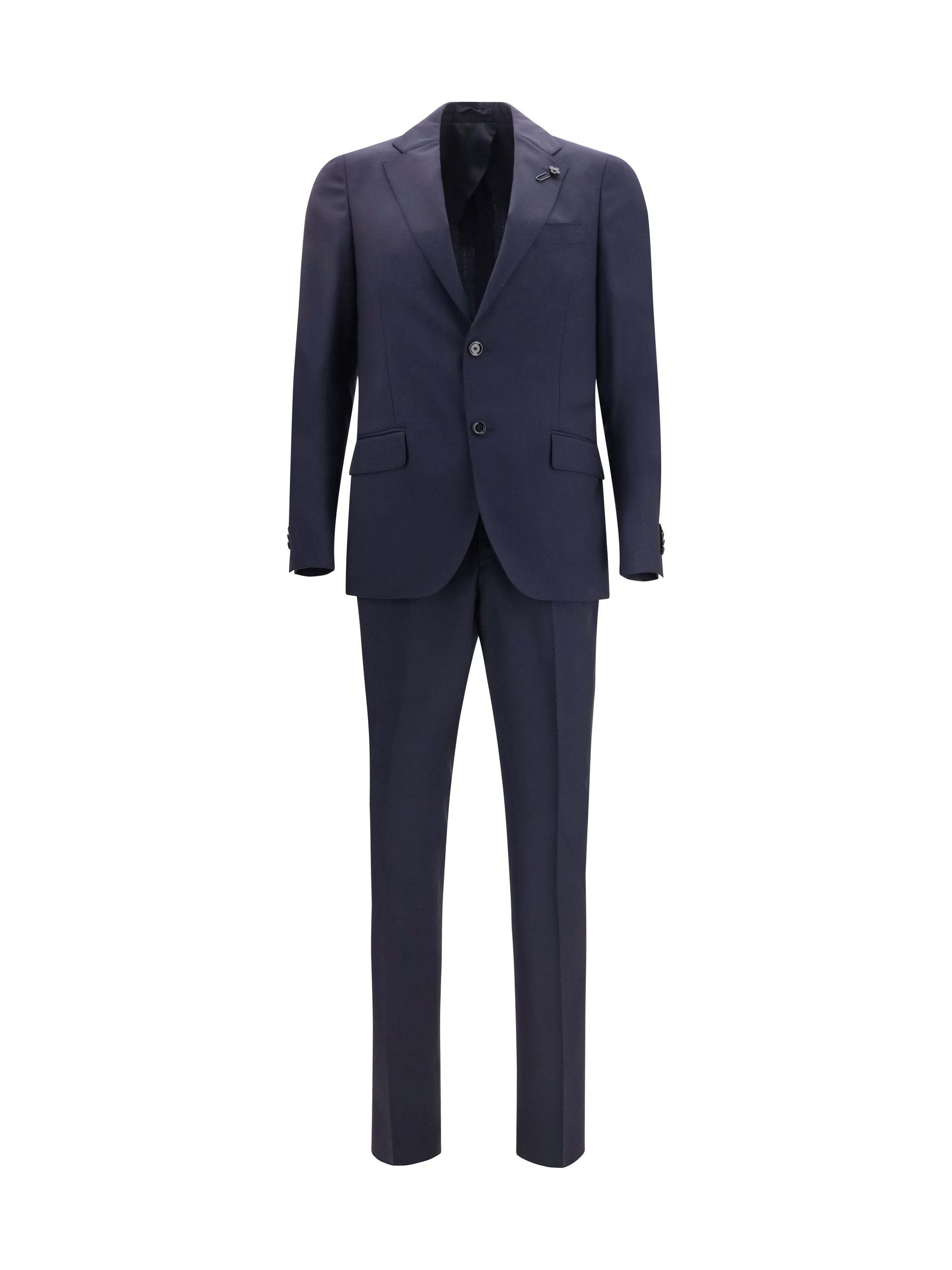 Virgin Wool Pant Suit — Navy