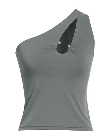 Woman Top Military green Size M Viscose, Polyester, Elastane