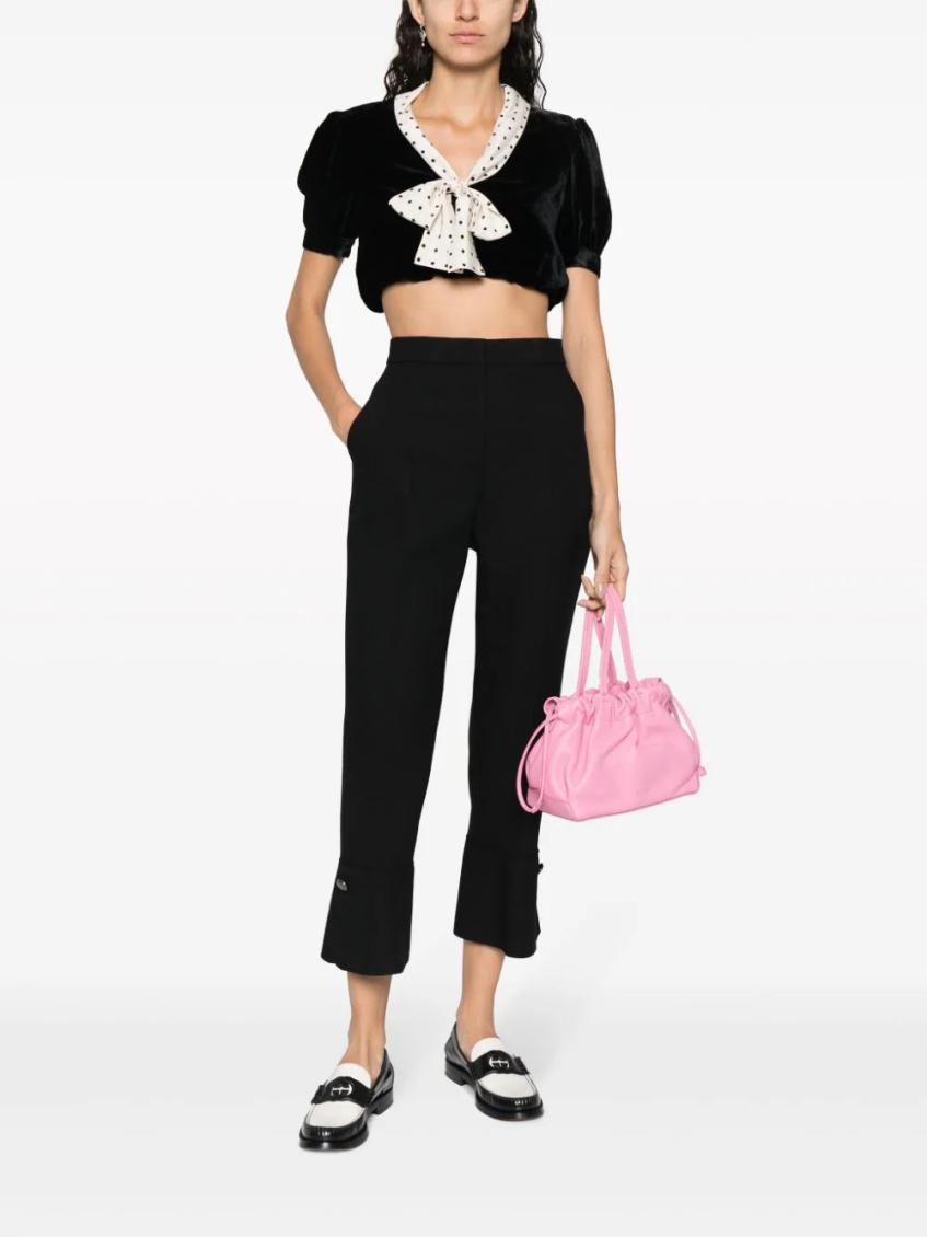 Pressed-crease high-waisted trousers - Black
