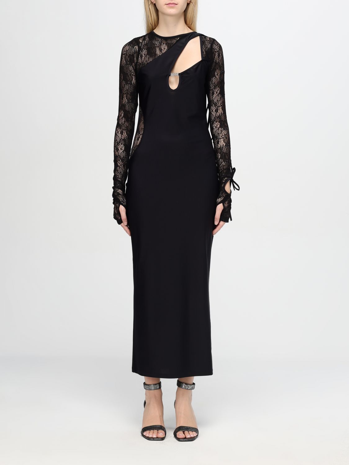 Lace-panelling maxi dress - Black