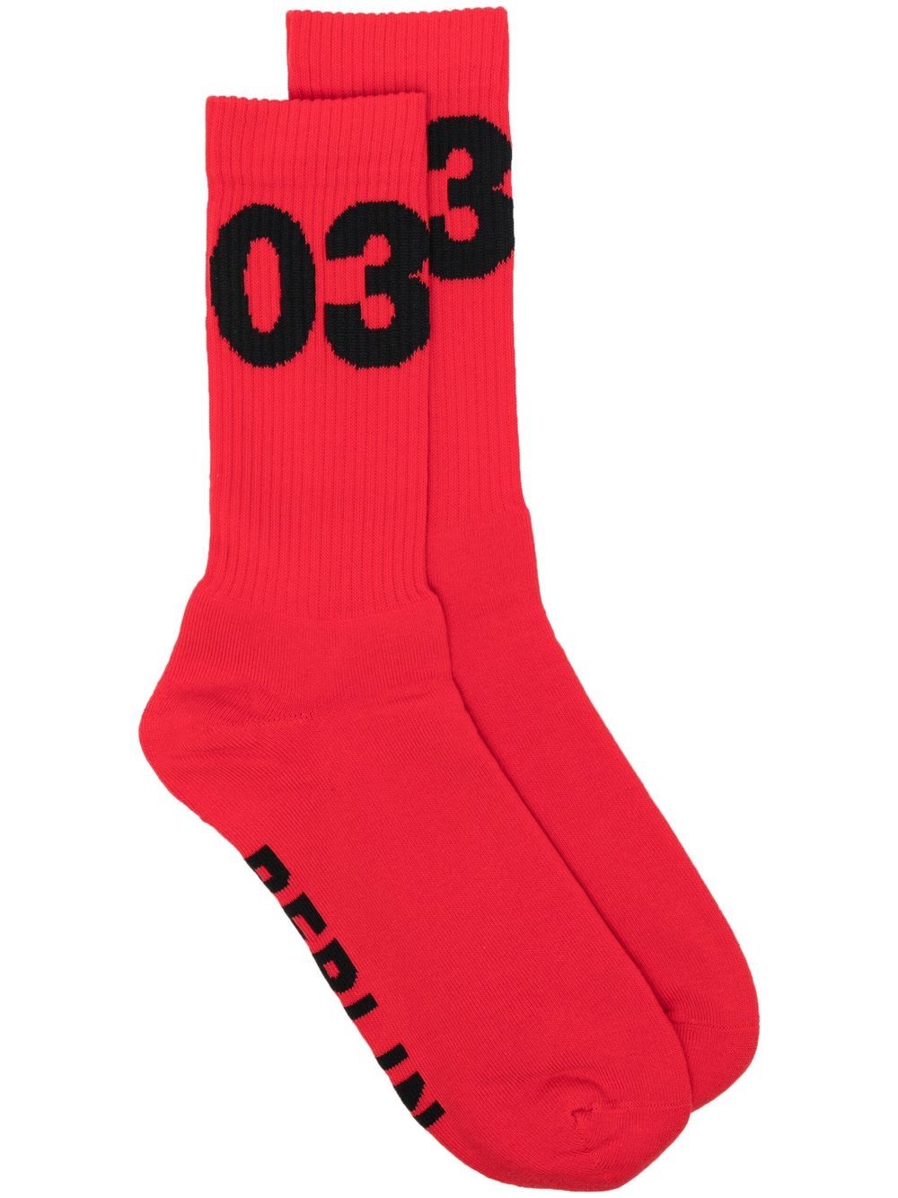 Intarsia-knit ankle socks - Red