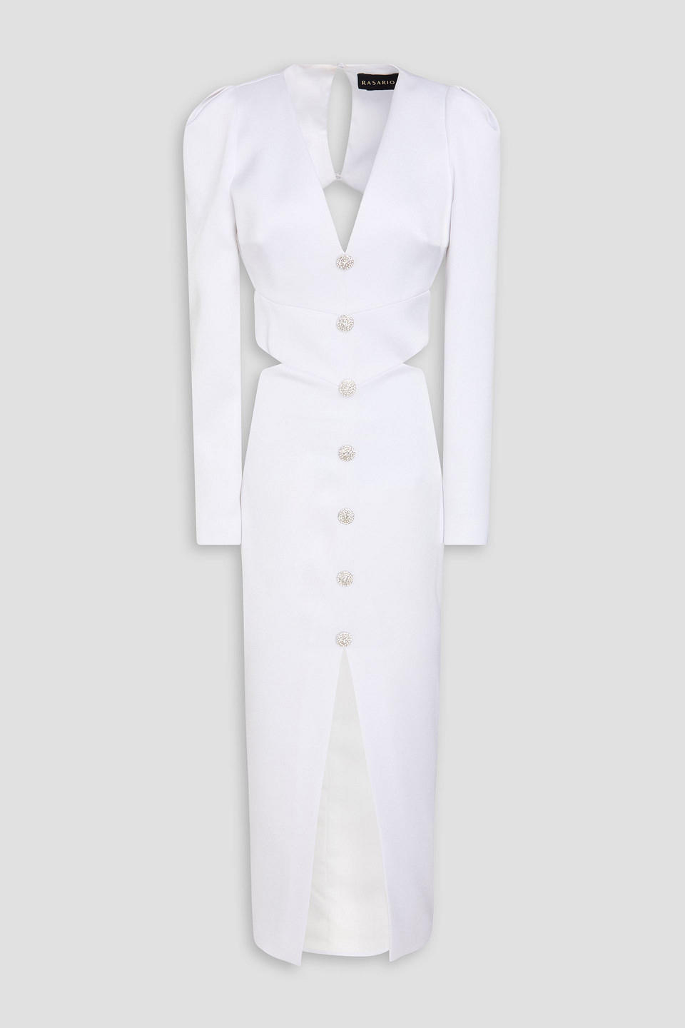 Cutout embellished satin-crepe midi dress - White - FR 40