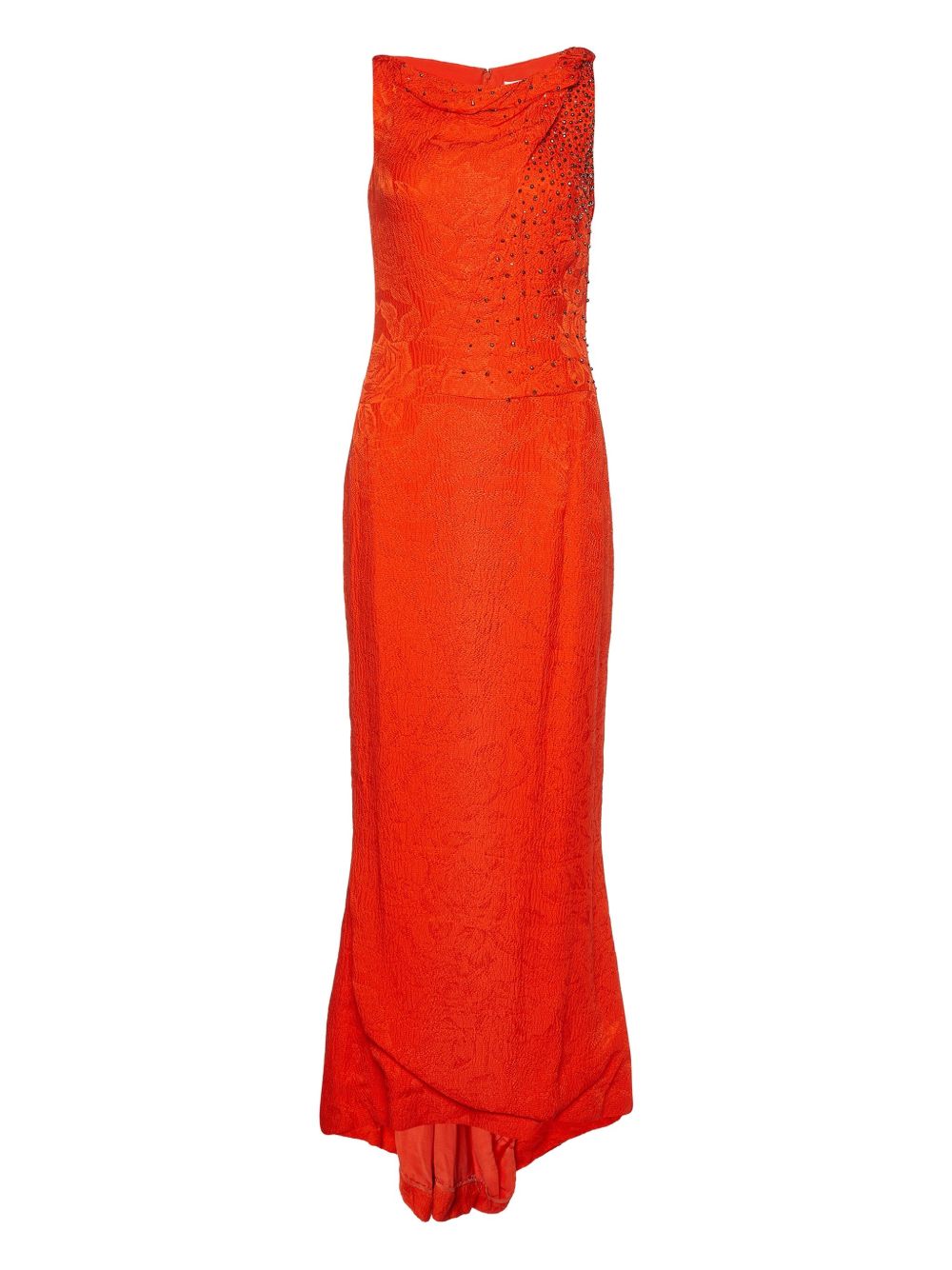 Jacquard sleeveless evening dress - Orange