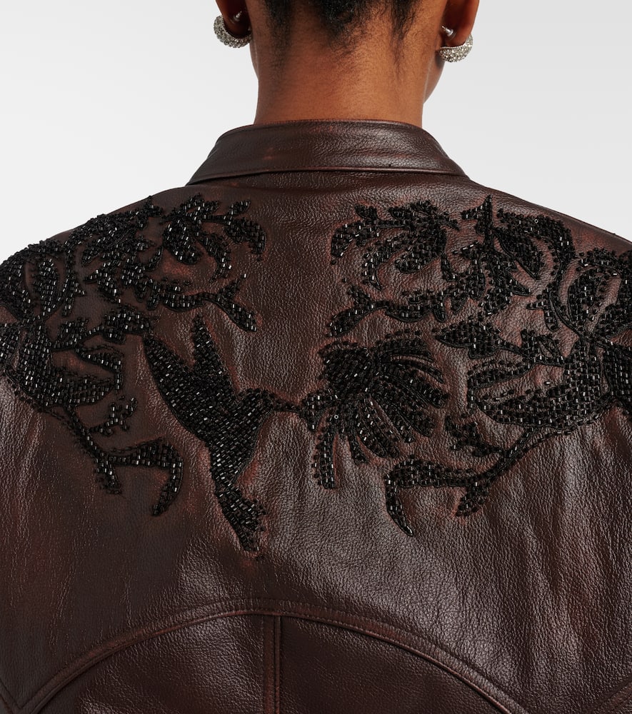 Beaded leather jacket