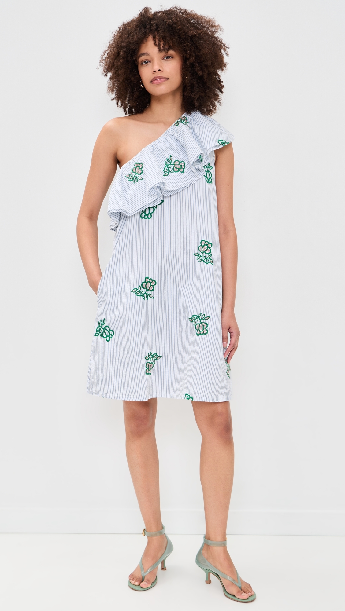 Jusjus Asymmetric Ruffle Dress Combo2 Off White