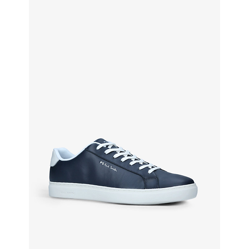 Mens Navy Rex Stripe Leather Trainers