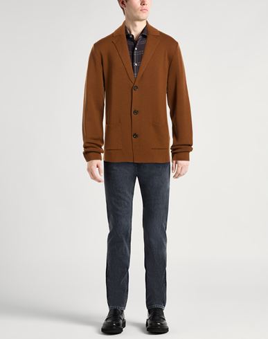 Man Cardigan Tan Size L Merino Wool