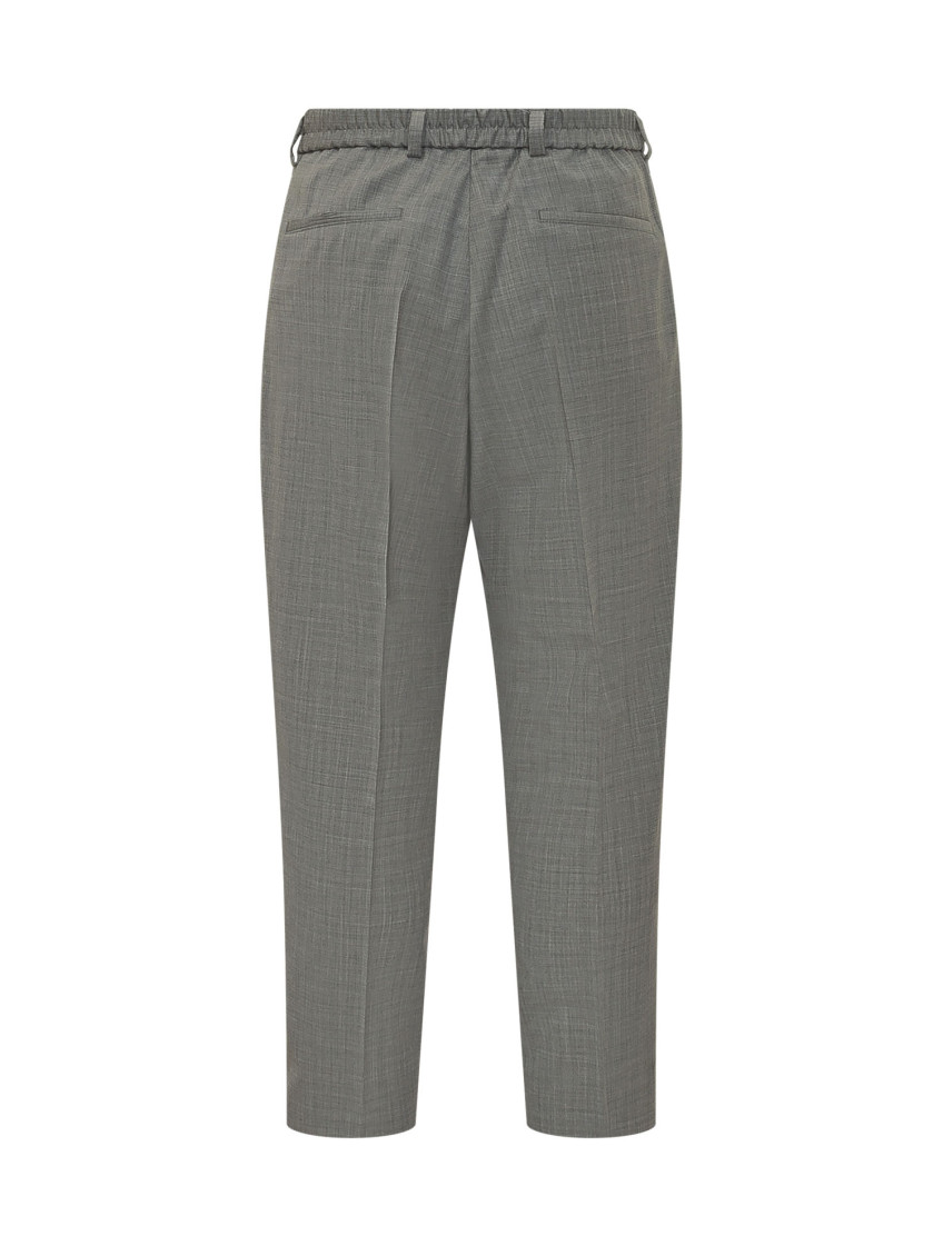 Grey Tapered Pleated Pants