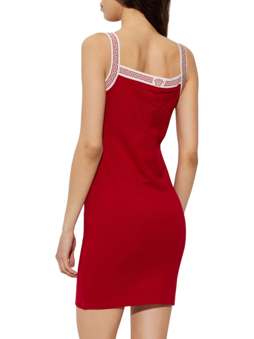 Red V Neck Knee Length Dress