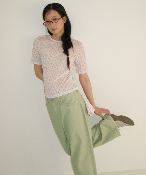 SOFT PIGMENT WIDE DENIM PANTS MINT