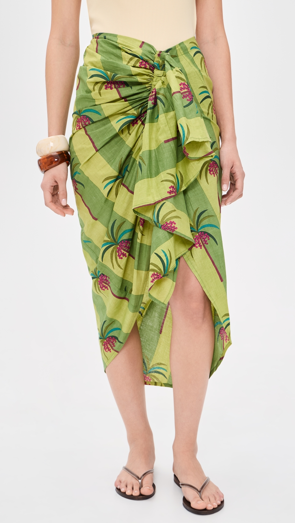 Luciana Palm Pareo Skirt Mint
