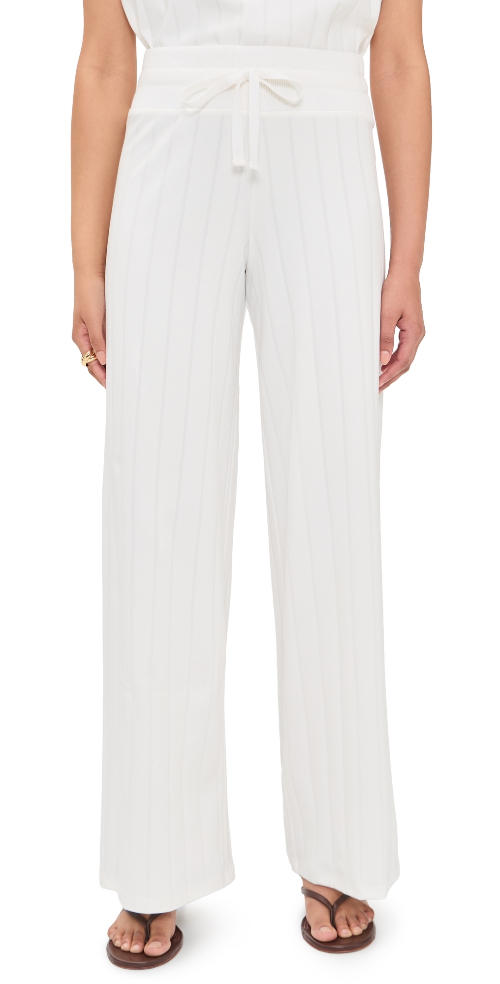 X @Cellajaneblog Wide Rib Flare Pants White