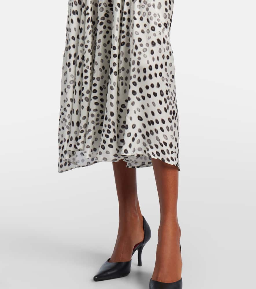 Polka-dot satin midi dress
